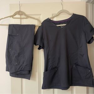 Healing Hands Purple Label -Gray Matching Scrub Set - Top+Bottoms - XL